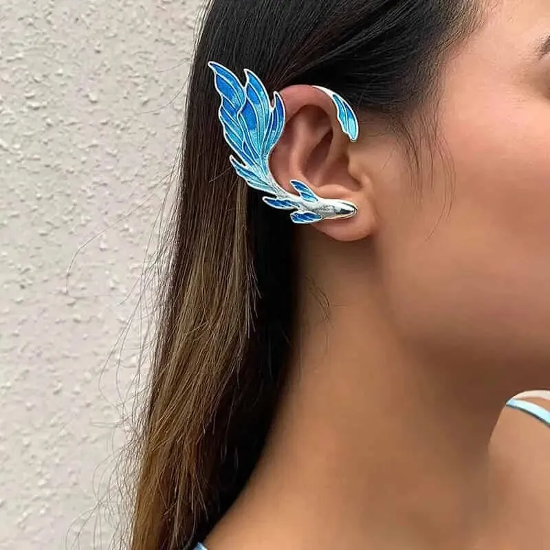 Blue Fairy Elf Ear Cuffs Clip On Earrings