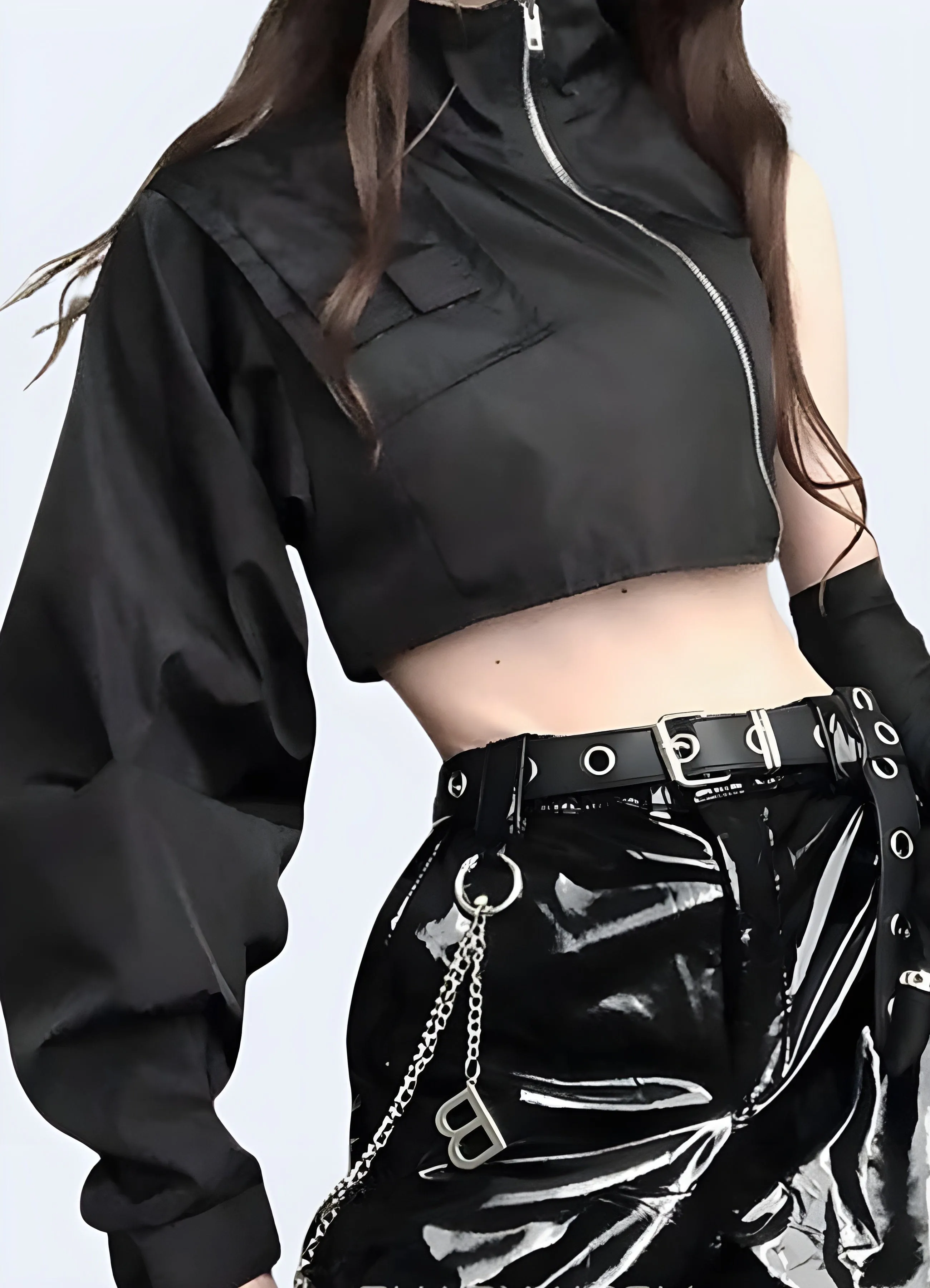 Techwear One Sleeve Jacket with Zipper